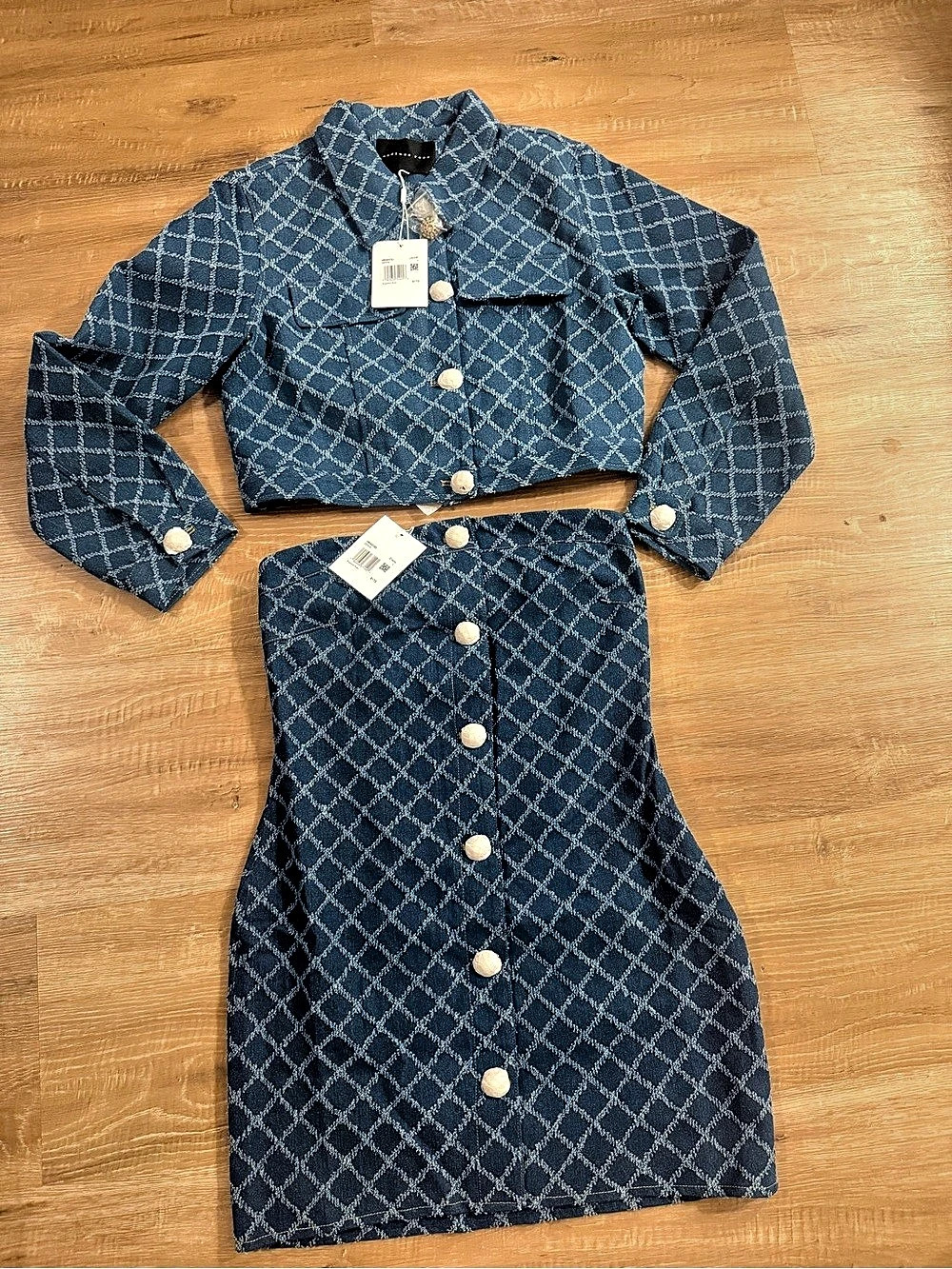 Endless Rose Distressed Denim Mini Dress Denim Mini Dress Set Blue Large NWT